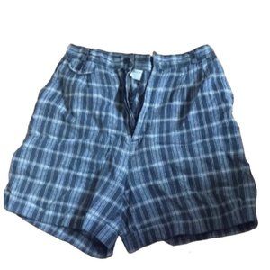 JJ Fargo Plaid Shorts Juniors 11/12 Black White Beige Ramie Cotton Retro Classic